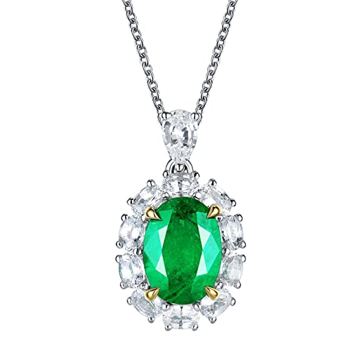 NZVCQVPU Weiße Halskette für Frauen, Hochzeitsschmuck für Frauen Halsketten grüne Sonnenblume mit Diamant und Emerald 1.84ct von NZVCQVPU