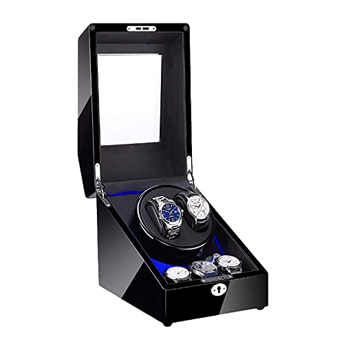NZVCQVPU Wickler Automatic Winder 2 3 Wickler Box Klavierfarbe mit blauem LED -Leichter weicher Kissen ruhiger Motor, G Wickler von NZVCQVPU
