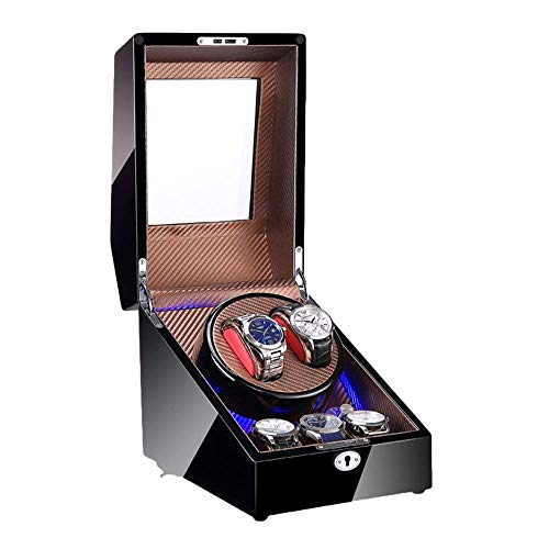 NZVCQVPU Wickler Automatic Winder 2 3 Wickler Box Klavierfarbe mit blauem LED -Leichter weicher Kissen ruhiger Motor, G Wickler von NZVCQVPU