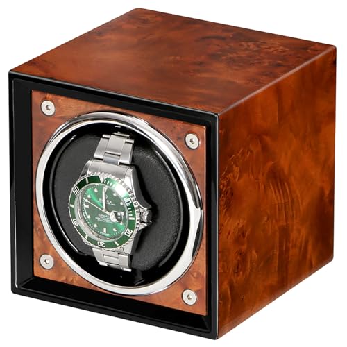 NZVCQVPU Wickler Automatic Winder für 1 hölzernen selbstwindende mechanische staubfeste Hülle rotierende Uhren-Hülle mit ruhigem Motor für Männer und Frauen Uhren (Farbe: e) Atmosphäre von NZVCQVPU