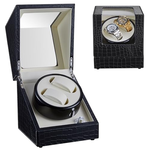 NZVCQVPU Wickler Double Winder für 2 Uhren Rotation 4 TPD-Modi Selbstwinderndes mechanische staubfeste Hülle rotierende Uhren-Hülle mit ruhigem Motor für Männer und Frauen Uhren (Farbe: von NZVCQVPU