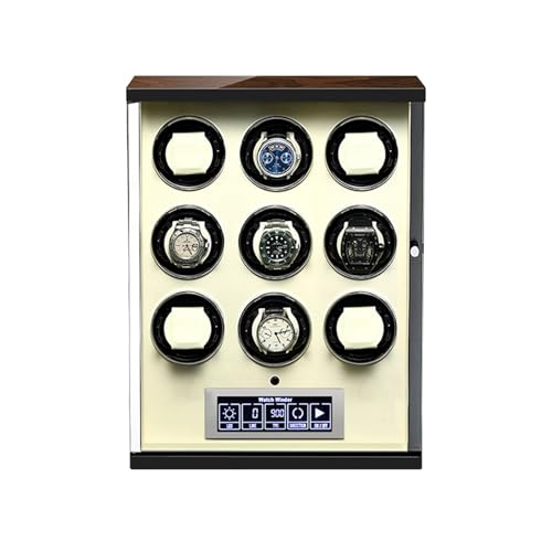 NZVCQVPU Winder 2/4/6/9 Winder LCD Touch Screen Display Super Quiet Motor Wooden Piano Finish with Remote Control & LED Elegant Showcase(4+0) Atmosphere Winder von NZVCQVPU