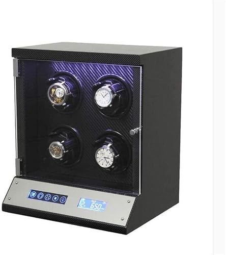 NZVCQVPU Winder 4 Watches Automatic Winder LCD Monitor 5 Modes Wooden Storage Case Piano Paint Black Gloss Wrist Winder Rotator Deluxe Silent Motor Remote Control-35×30×40CM Interesting Good von NZVCQVPU