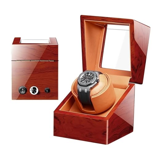 NZVCQVPU Winder Automatic Single Winder for Men and Women Winding Case in Wood Shell and Leather with Super Quiet Motor and Multiple Rotation Modes(D) Atmosphere Winder von NZVCQVPU
