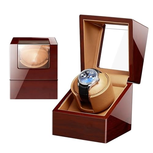 NZVCQVPU Winder Automatic Single Winder for Men and Women Winding Case in Wood Shell and Leather with Super Quiet Motor and Multiple Rotation Modes(D) Atmosphere Winder von NZVCQVPU