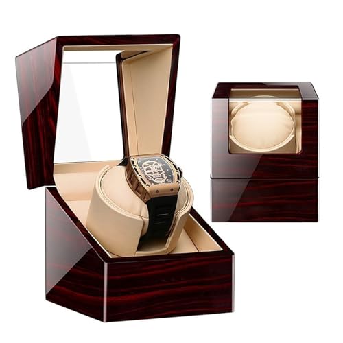 NZVCQVPU Winder Automatic Single Winder for Men and Women Winding Case in Wood Shell and Leather with Super Quiet Motor and Multiple Rotation Modes(D) Atmosphere Winder von NZVCQVPU