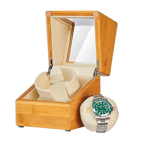 NZVCQVPU Winder Automatic Winder for 1 4 Rotation Modes Single Winder Box with Quiet Motor Bamboo Wooden 100% Handmade Suitable for Men and Women Watches Atmosphere Winder von NZVCQVPU