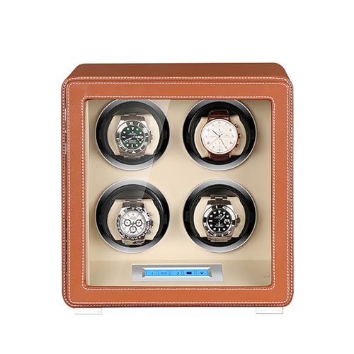 NZVCQVPU Winder Automatic Winder for 4 Watches PU Leather Watches Rotation Storage Display Box Self-Winding Mechanical Dustproof Case with LCD Touch Screen Display Quiet Motor (Color : NZVCQVPU Winder Automatic Winder for 4 Watches PU Leather Watches Rotation Storage Display Box Self-Winding Mechanical Dustproof Case with LCD Touch Screen Display Quiet Motor (Color : von NZVCQVPU