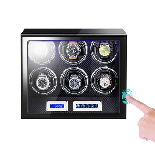 NZVCQVPU Winder Winder Box for Automatic Watches Self-Winding Mechanical Case Watches Storage Display Winding Case with LCD Touch Screen Silent Motor Carbon Fibre Leather Case (Color : von NZVCQVPU