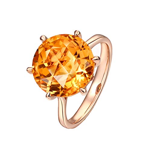 NZVCQVPU Women 18K Ring Yellow Round Shape 6.75 ct Citrine Wedding Engagement Ring von NZVCQVPU