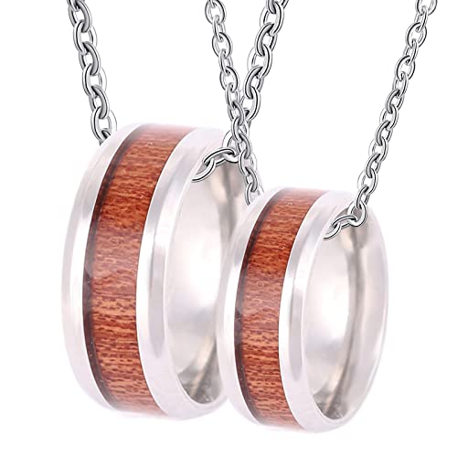 NZVCQVPU und ihre Stahlkette, Männer und Frauen 8 -mm -Ring -Inlay -Holzketten von NZVCQVPU