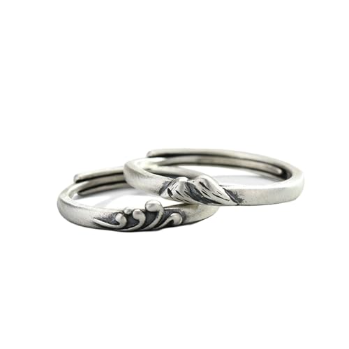 Paare Ringe Gravelringe für Paare Hochzeit, Paar Ehering Sterling einstellbar, rund mit geometrischer Band von NZVCQVPU