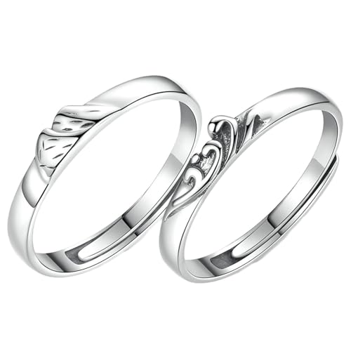 Paare Ringe Personalisierte Jubiläumsringe für Paare, verstellbare Sterling Ringe für ein Paar Ehering, Runde mit geometrischen Eheringen Sets, One Size, standard, Standard von NZVCQVPU