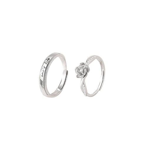 Paarringe passen Hochzeitsringe Frauen und Männer an, Paar Sterling Ehering Ehering verstellbar, rund mit Blumen Eheringen Ringen Paarringe passen Hochzeitsringe Frauen und Männer an, Paar Sterling Ehering Ehering verstellbar, rund mit Blumen Eheringen Ringen von NZVCQVPU