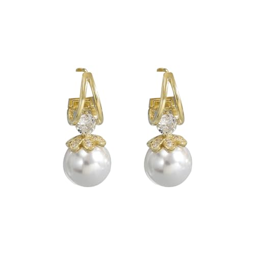 Pearl-Anhänger Ohrringe, die mit Zirkonen, Ohrhörern mit Zirkongelegenen eingelegt wurden, geeignet für tägliche Verschleiß oder Bankette, Partys, Festivals von NZVCQVPU