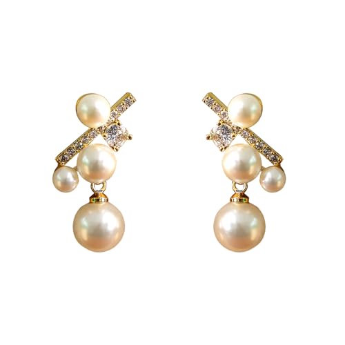 Pearl Diamond Cross Design Ohrringe elegante und luxuriöse Ohrzubehör von NZVCQVPU