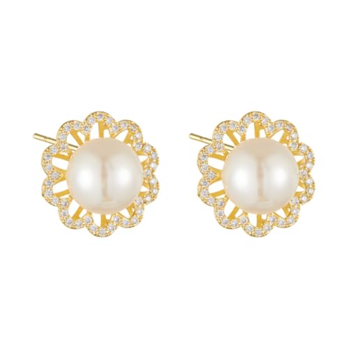 - Pearl Flower Stud Earrings - Sparkling Accents, Elegant Floral Jewelry for Wom, s earrings von NZVCQVPU