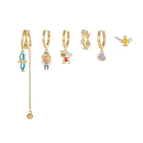 Reifenstapel Ohrringe Set für Frauen farbenfrohe Huggie Multiple Piercing Asymmetrische Quastenknorpelohrringe von NZVCQVPU