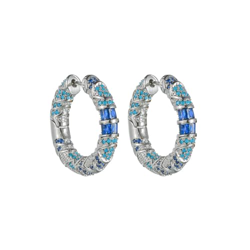 Retro-Stil Blue Bolde Ohrringe für Frauen legiert versilberte geometrische Reifen Ohrringe Hypoallergene von NZVCQVPU