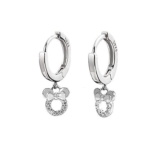 Small Mouse Dangle Hoop Earrings for Women Girls Sterling SilverSilver Cubic Zirconia Charm Animal Mice Huggie Sleeper Hoops Cartilage Hypoallergenic for Sensitive Ear Jewelry (Clear CZ) von NZVCQVPU