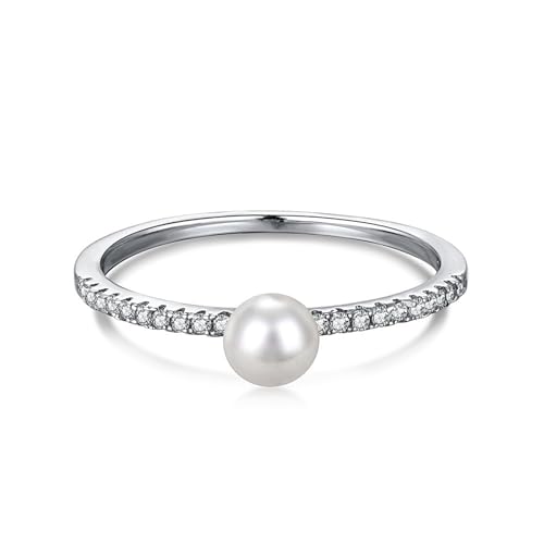 Sterling Ring Weihnachten Stil Geburtstagsgeschenk Einfach mit Perlenschmuck Engagement Geschenk von NZVCQVPU