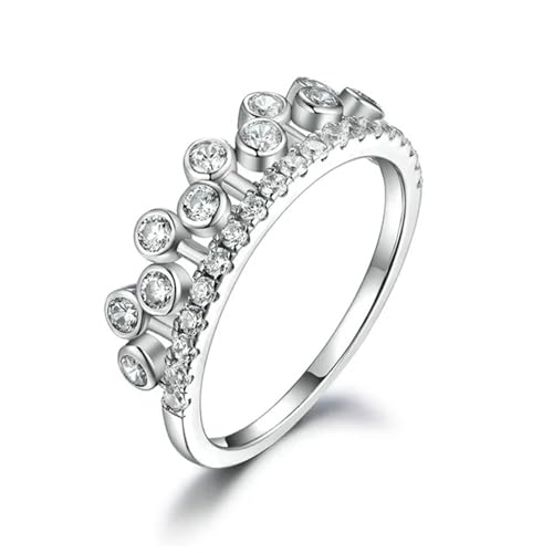 Sterling Ring mit Zirkon Kronring Weihnachtsstil Geburtstagsgeschenk Einfacher Freizeitschmuck von NZVCQVPU