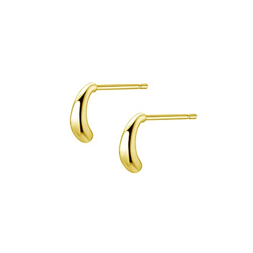 Sterling Silver Mini Curved Bar Earrings for Women Girls 14K Plated Minimalist Tiny Short Bars Teardrop Stud Cartilage Tragus Post Hypoallergenic Dainty Jewelry Gifts von NZVCQVPU