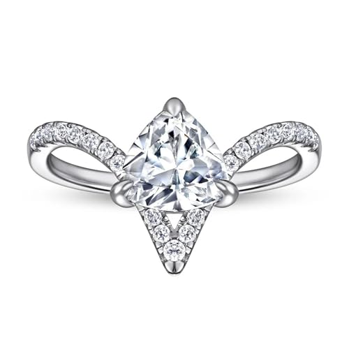 Stil Sterling Ring V-förmig mit Zirkonring Einfacher Freizeitgeburtstagsfeier Geschenk Vorschlag Ehering Ring von NZVCQVPU