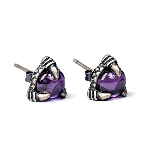 TTDGYYXW Dragon Claw Amethyst Stud Earrings Punk Gothic Eagle Claw Eer Studs Piercing Earring Jewelry, von NZVCQVPU