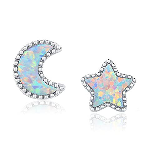 TTDGYYXW Moon & Star White Fire Opal Rose & Color Earrings for Womens Party Jewelry Stud Earrings, Oh4726 von NZVCQVPU