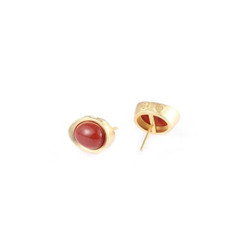 TTDGYYXW Plated Earrings Ancient Method Craft Red Agate Pendant Round Bead Female Ingot Earrings, von NZVCQVPU
