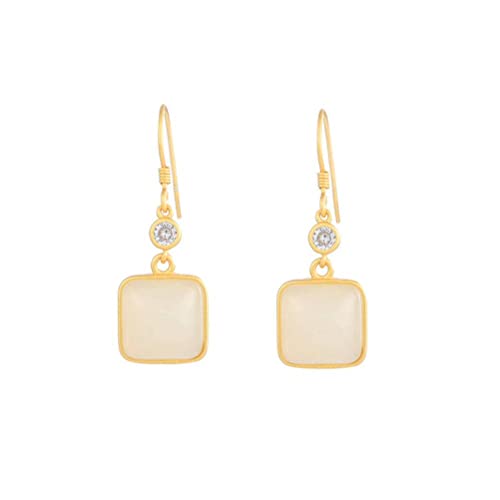 TTDGYYXW Retro Geometric Ear Hooks Female Ancient Method Craft Inlaid Nephrite White Jade Pendant Square Earrings Ethnic Style Classical Earrings, TTDGYYXW Retro Geometric Ear Hooks Female Ancient Method Craft Inlaid Nephrite White Jade Pendant Square Earrings Ethnic Style Classical Earrings, von NZVCQVPU
