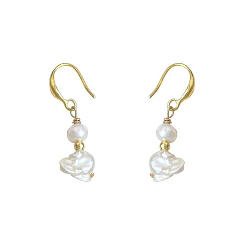 - Töner Süßwasser -Perle -Drop -Ohrringe Barock unregelmäßige Perle Ohrringe empfindliches Accessoire für Hochzeit, Festivals, Arbeit und tägliches Leben geeignet von NZVCQVPU