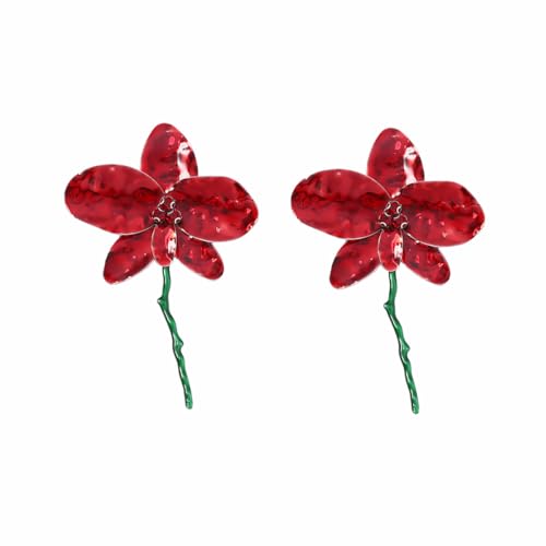 Women's Big Red Floral Statement Earrings - Stunning Large Red Flower Earrings for a Bold Fashion Statement von NZVCQVPU