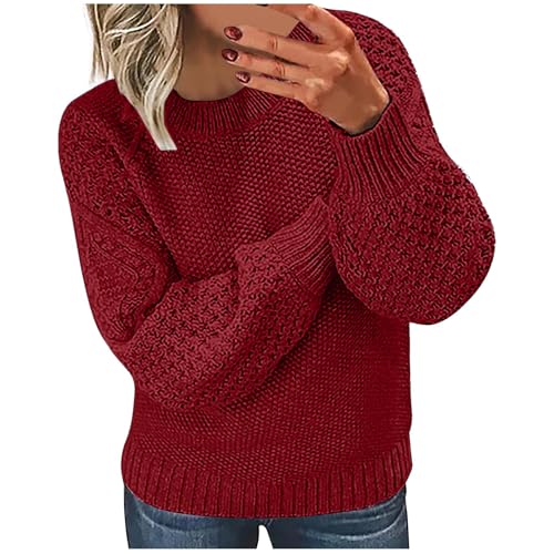 Angebote Des Tages Heute Strickpullover Damen Casual Pullover Winter Sweatshirt ohne Kapuze Langarm Pulli Warme Strickpulli Rundhals Sweater Große Größen Oberteile Locker Winterpullover Blusen von NZYIHAO