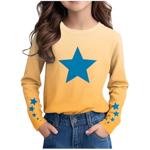 Angebote des Tages Heute Bluse Mädchen Bedruckte Langarmshirt Bunte Tshirt Kinder Langarm Rundhals Tops Teenager Mädchen Oberteile Casual T-Shirt Leichte T Shirt Locker Pullover Basic Blusenshirt von NZYIHAO