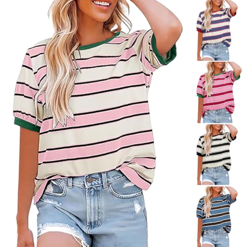 Angebote des Tages Heute Tshirt Damen Gestreiftes Shirt Kurzarm Bluse Sommer Ringelshirt Farbblock Oberteile Rundhals T Shirt Locker Tunika Leichte T-Shirt Casual Longshirt Tops Teenager Mädchen Angebote des Tages Heute Tshirt Damen Gestreiftes Shirt Kurzarm Bluse Sommer Ringelshirt Farbblock Oberteile Rundhals T Shirt Locker Tunika Leichte T-Shirt Casual Longshirt Tops Teenager Mädchen von NZYIHAO