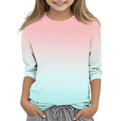 Angebote des Tages Heute Tshirt Mädchen 3/4 Arm Shirt Casual Farbverlauf Tops Sommer Oberteile Jungen T-Shirt Kinder Bluse Rundhals T Shirt Leichte Shirt Locker T-Shirts Basic Blusen von NZYIHAO