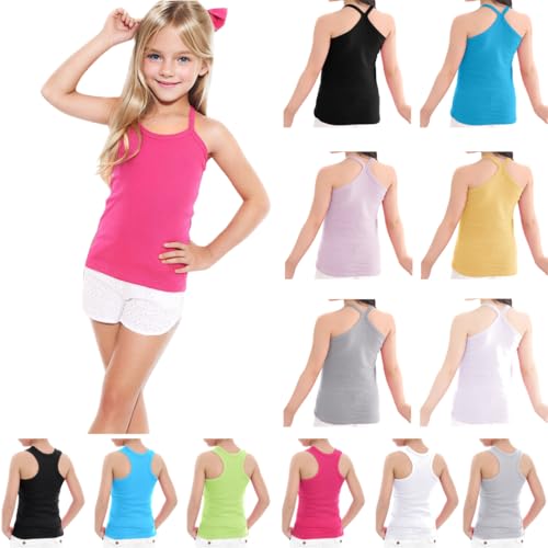 Baumwolle Tank Top Mädchen / Jungen Sommer Unterhemden Ärmellos Tshirt Freizeit Einfarbig Tanktops Kinder Unterhemd Rundhals Oberteile Basic Sportop Leichte Tops, Z1-Pink, 130, 6 Jahre - 7 Jahre von NZYIHAO
