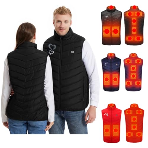 Beheizbare Weste Heizweste Herren Damen 9 Zonen Heizung 3 Temperaturregler Beheizte Weste (Ohne Powerbank) Beheizbare Jacke Beheizbare Weste Herren Damen Winter Heizweste Ärmellos Steppweste Outwear von NZYIHAO