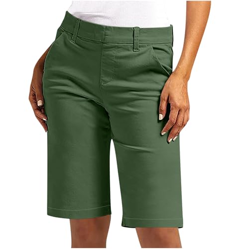 Bermuda Shorts Damen Sommer Kurze Hose Chino Stoffhose Elegant Sommerhose Slim Fit Anzughose Hohe Taille Cargohose Große Größen Chinohose Elastische Freizeithose Businesshose, S-5XL, Dunkelgrün, L Bermuda Shorts Damen Sommer Kurze Hose Chino Stoffhose Elegant Sommerhose Slim Fit Anzughose Hohe Taille Cargohose Große Größen Chinohose Elastische Freizeithose Businesshose, S-5XL, Dunkelgrün, L von NZYIHAO