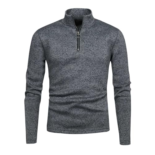Black Friday Angebote 2024 Rollkragenpullover Herren 1/4 Zip Pullover Winter Strickpullover Leichte Winterpullover Rollkragen Arbeitspullover Langarm Pulli Casual Fleecepullover Große Oberbekleidung von NZYIHAO