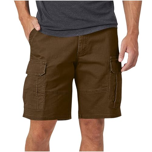 Cargohose Herren Cargo Shorts Sommer Kurze Hosen Freizeit Bermuda Jogginghose Große Größen Hose Kurz Freizeithose Locker Sommerhose Leichte Arbeitshose Männer Stoffhose Sporthose, S-3XL, Kaffee, L von NZYIHAO