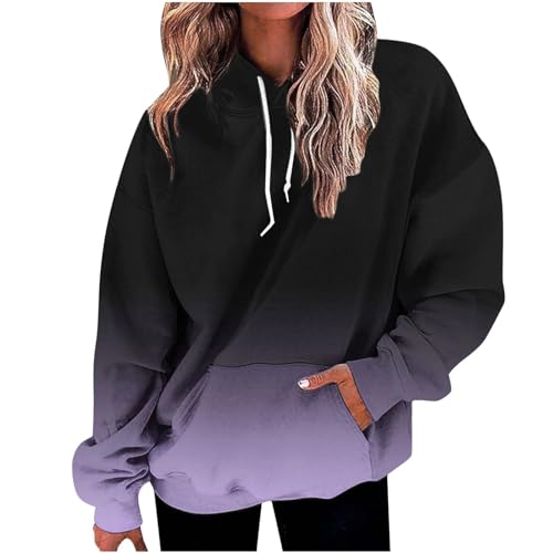 Damen Pullover Hoodie Langarm Kapuzenpullover Oversize Oversize Hoodie Farbverlauf Langarmshirt mit Kapuze Casual Pullover Langarm Sweatshirt Große Größen Pulli Leichte Kapuzenpullover Sweatshirt von NZYIHAO