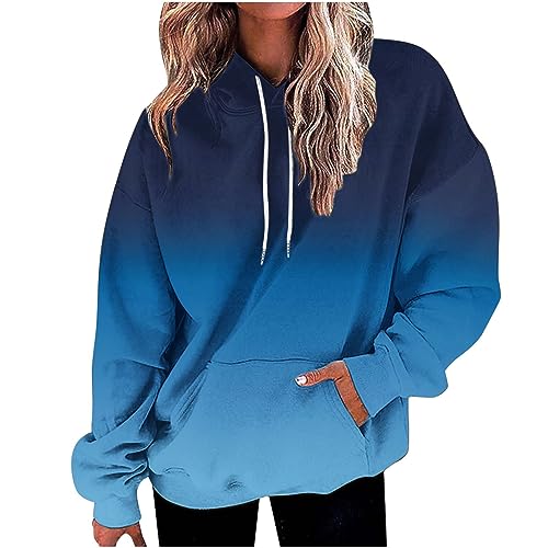 Damen Pullover Hoodie Langarm Kapuzenpullover Oversize Oversize Hoodie Farbverlauf Langarmshirt mit Kapuze Casual Pullover Langarm Sweatshirt Große Größen Pulli Leichte Kapuzenpullover Sweatshirt von NZYIHAO