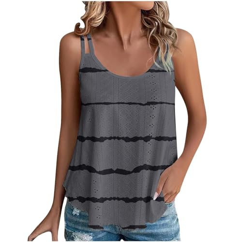 Damen Tank Top Sommer Spaghetti Oberteile Ärmellose Rundhalsausschnitt Shirt Blusen Tops Tank Top Damen Spaghettiträger Tops Ärmellos Tanktops Sommer Oberteile Casual Trägertop mit Öse Blusen von NZYIHAO