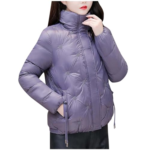 Daunenjacke Damen Einfarbig Winterjacke Langarm Stehkragen Jacke Herbst Winter Übergangsjacke Große Größen Steppjacke Reißverschluss Daunenmantel Dicke Warme Wintermantel Mantel mit Taschen Outwear von NZYIHAO