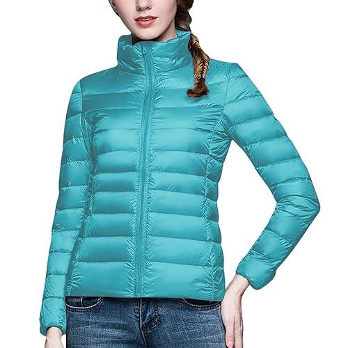 Daunenjacke Damen Leichte Steppjacke Einfarbig Winterjacke Jacke mit Abnehmbare Kapuze Große Größen Wintermantel Warme Daunenmantel Zip Up Steppmantel Langarm Kapuzenjacke Mantel Skijacke Outdoorjacke von NZYIHAO