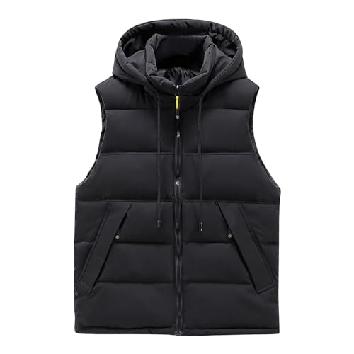Daunenweste Damen Ärmellos Weste Steppweste mit Kapuze Farbblock Winterjacke Leichte Warme Jacke Herbst Winter Übergangsjacke Zip Up Steppjacke Große Größen Daunenjacke Wintermantel Taschen Mantel von NZYIHAO