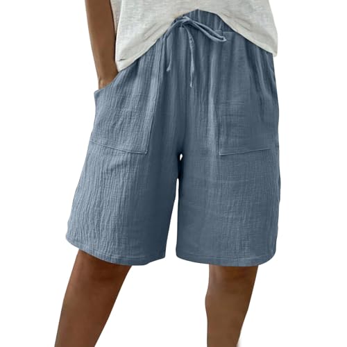 Die Discounter , Meine Bestellungen Anzeigen , Angebote Des Tages Heute Musselin Shorts Damen Kurze Hose Sommer Leinenhose Große Größen Freizeithose Baumwolle Leinen Sommerhose Knielang Jogginghose von NZYIHAO